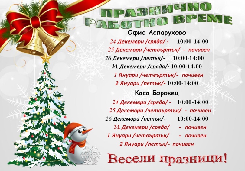 работно време коледа-нова година